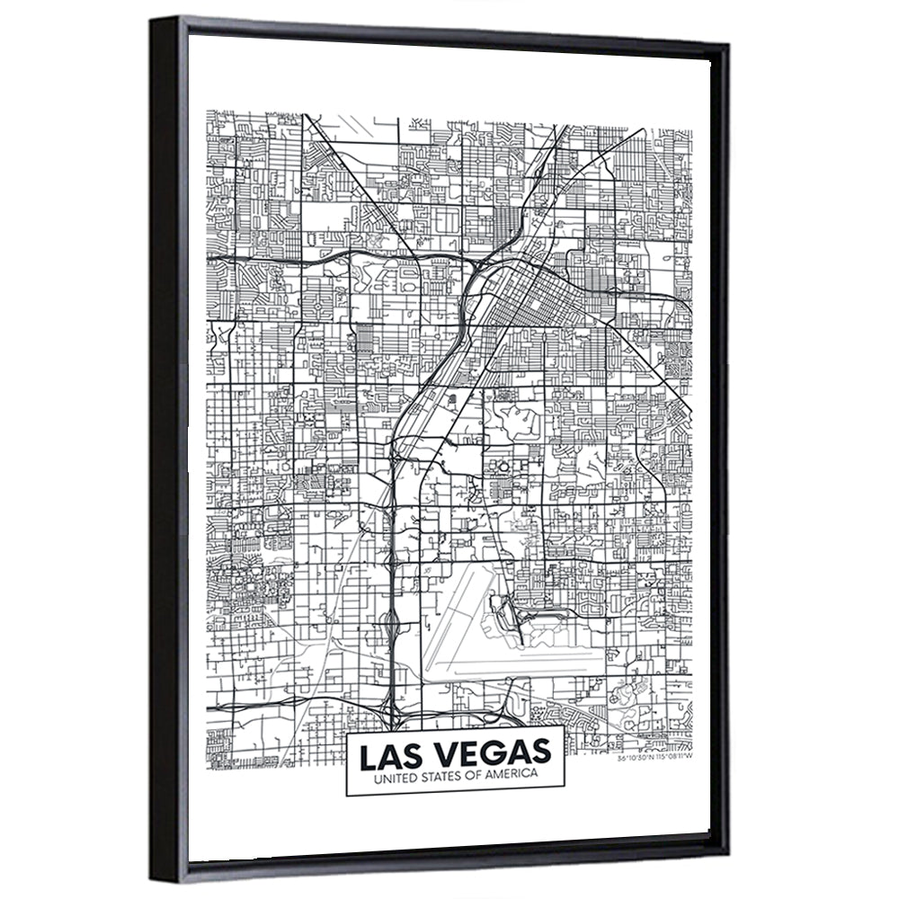 Las Vegas Street Grid Map Wall Art