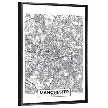 Manchester City Map, Minimalist Wall Art