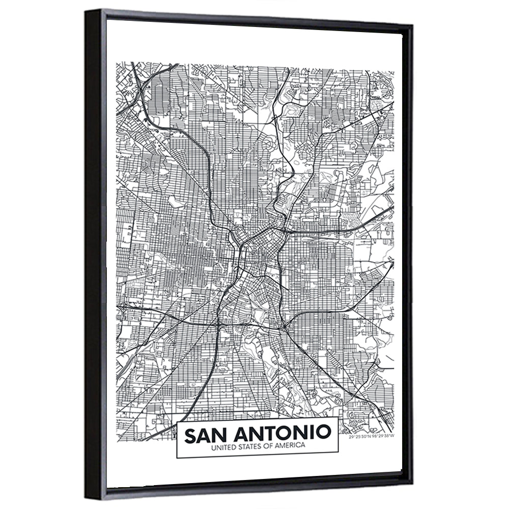 San Antonio Minimalist City Map Wall Art