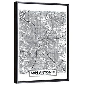 San Antonio City Map Wall Art