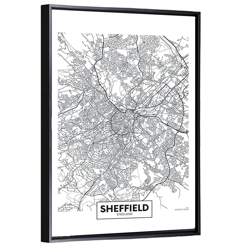 Sheffield Street Grid Map Wall Art
