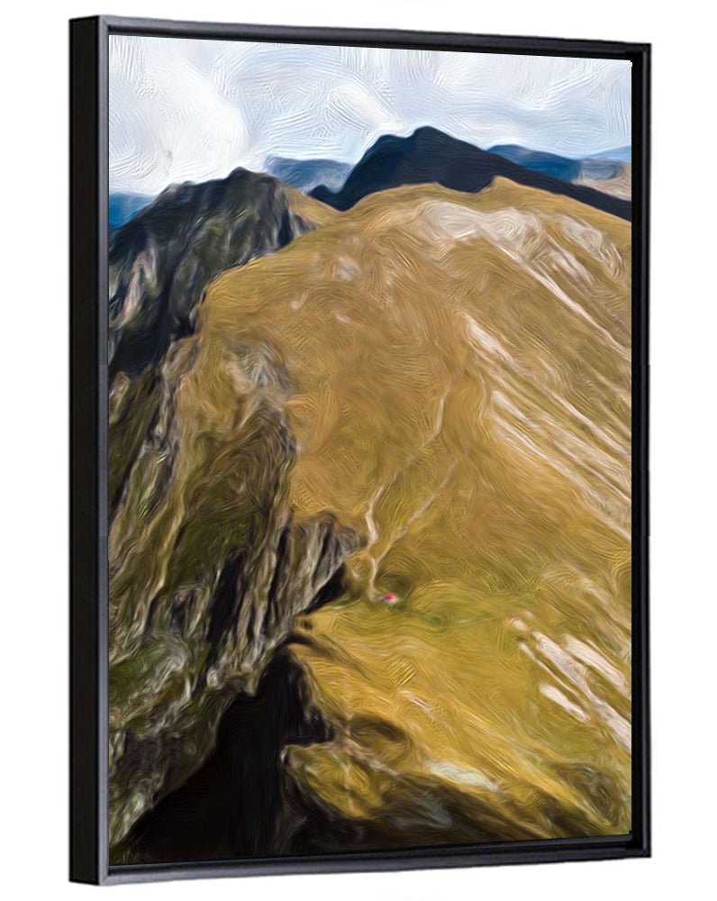 Aerial Mountain Slope with Red Cabin Wall Art