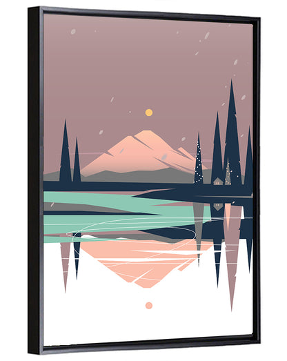 Dusk Mountain Lake Reflection Wall Art