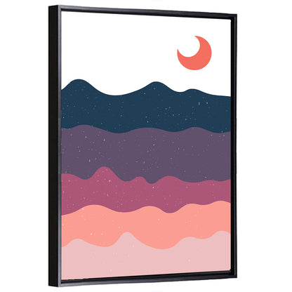 Crescent Moon Over Layered Mountains Wall Art