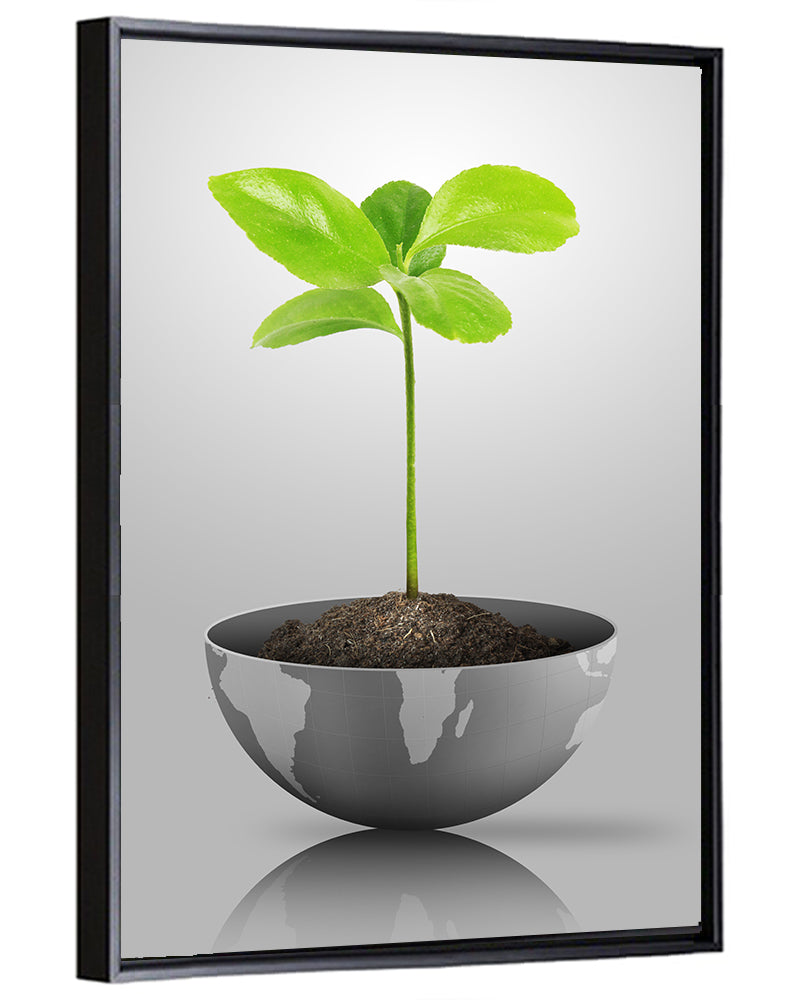 Young Plant on Globe Wall Art