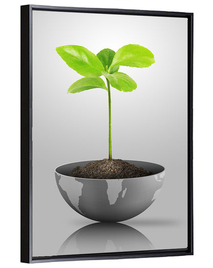 Young Plant on Globe Wall Art
