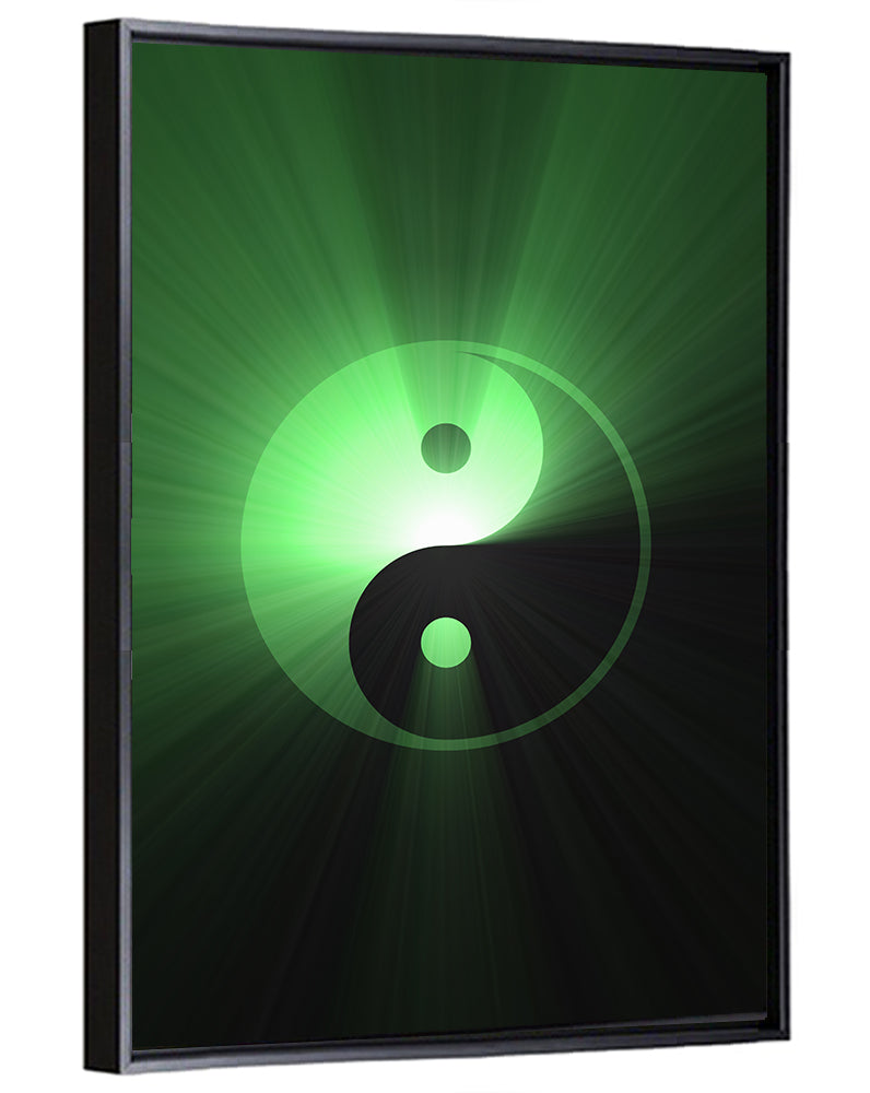 Green Glowing Yin Yang Wall Art