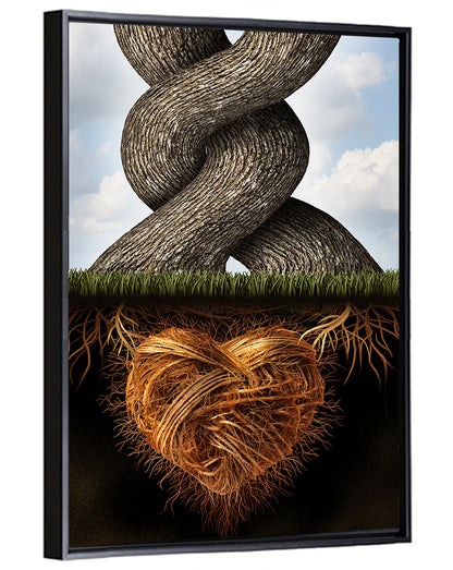 Intertwined Trees with Heart-shaped Roots Wall Art