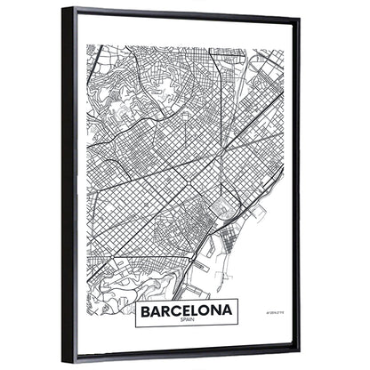 Barcelona Urban Grid Map Wall Art