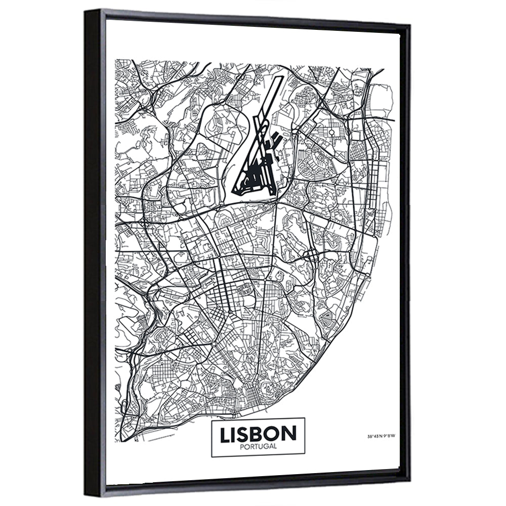 Lisbon Schematic Map Wall Art