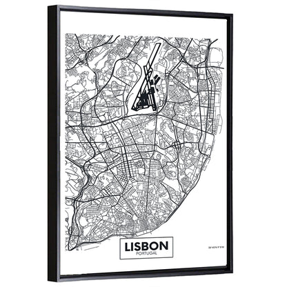 Lisbon Schematic Map Wall Art