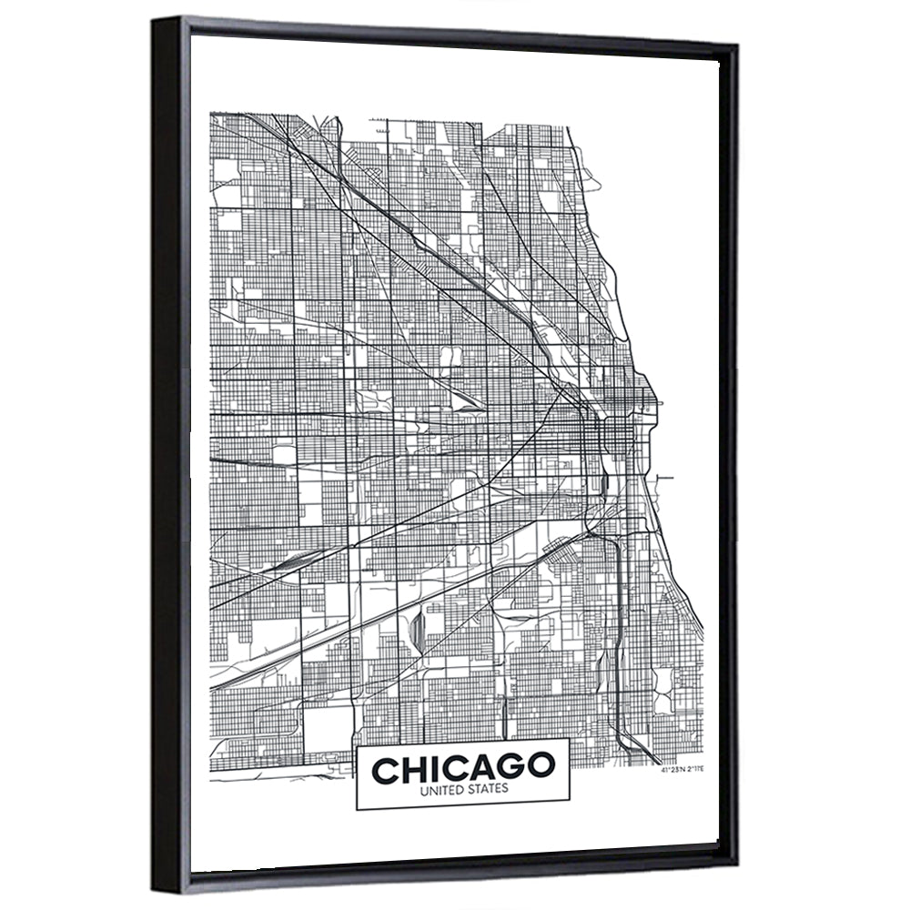 Chicago City Map Wall Art
