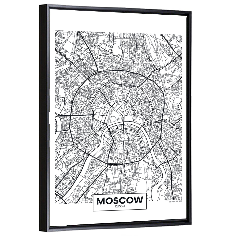 Moscow City Center Map Wall Art