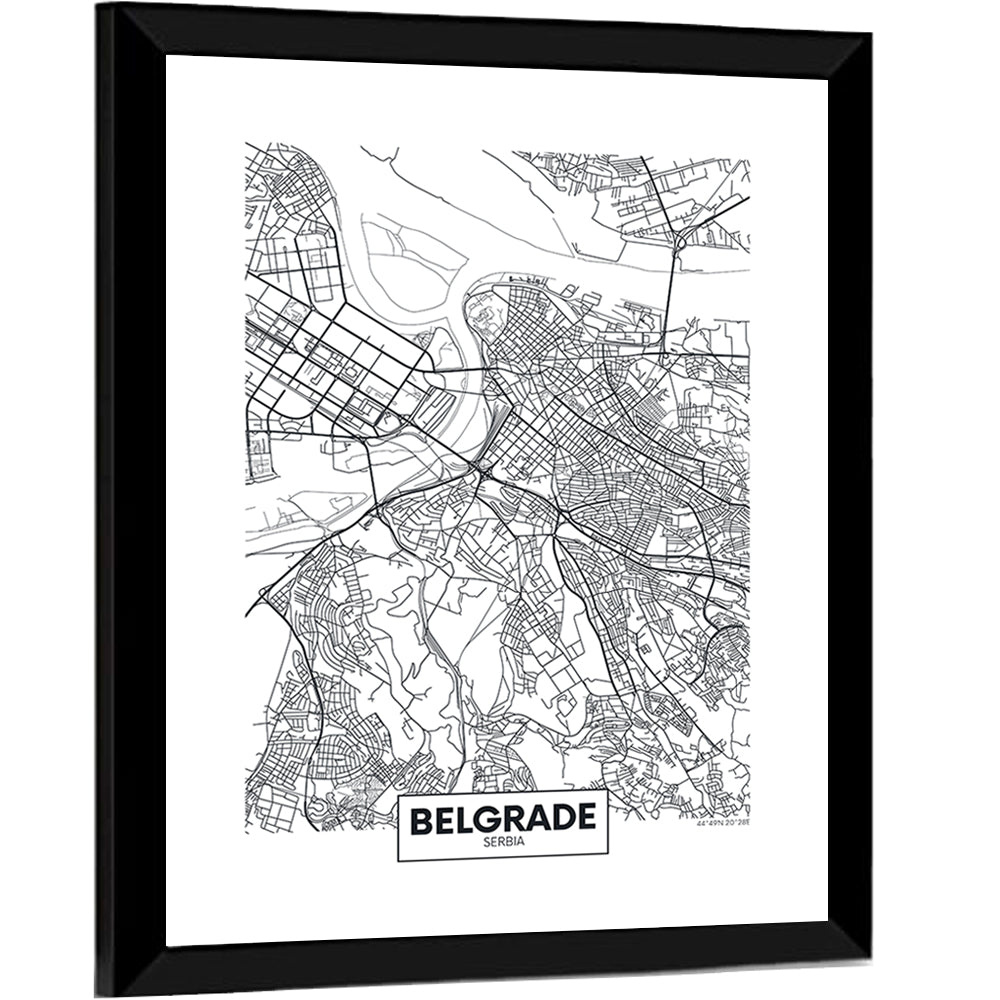 Minimalist Belgrade Map Wall Art