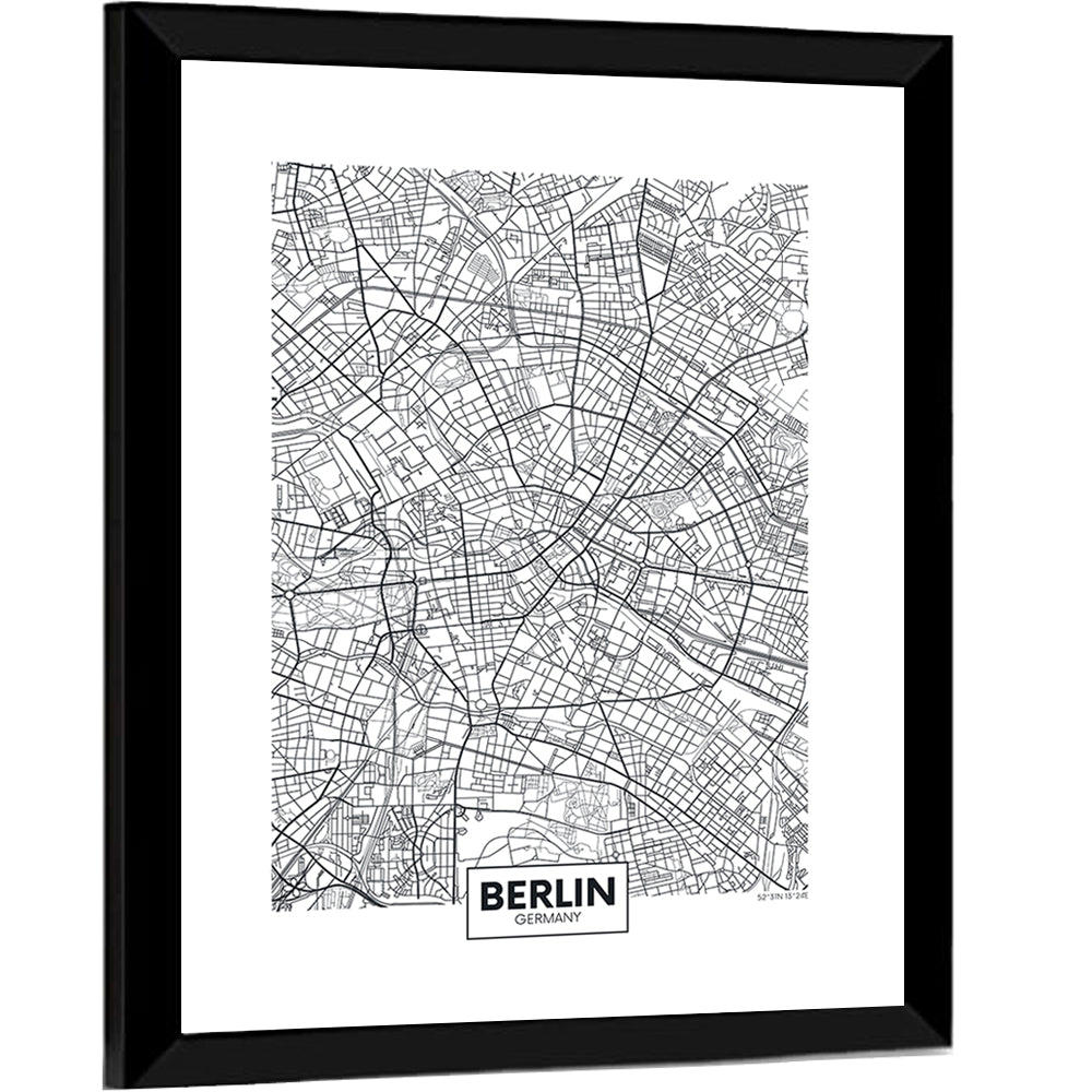 Berlin Map with Coordinates Wall Art