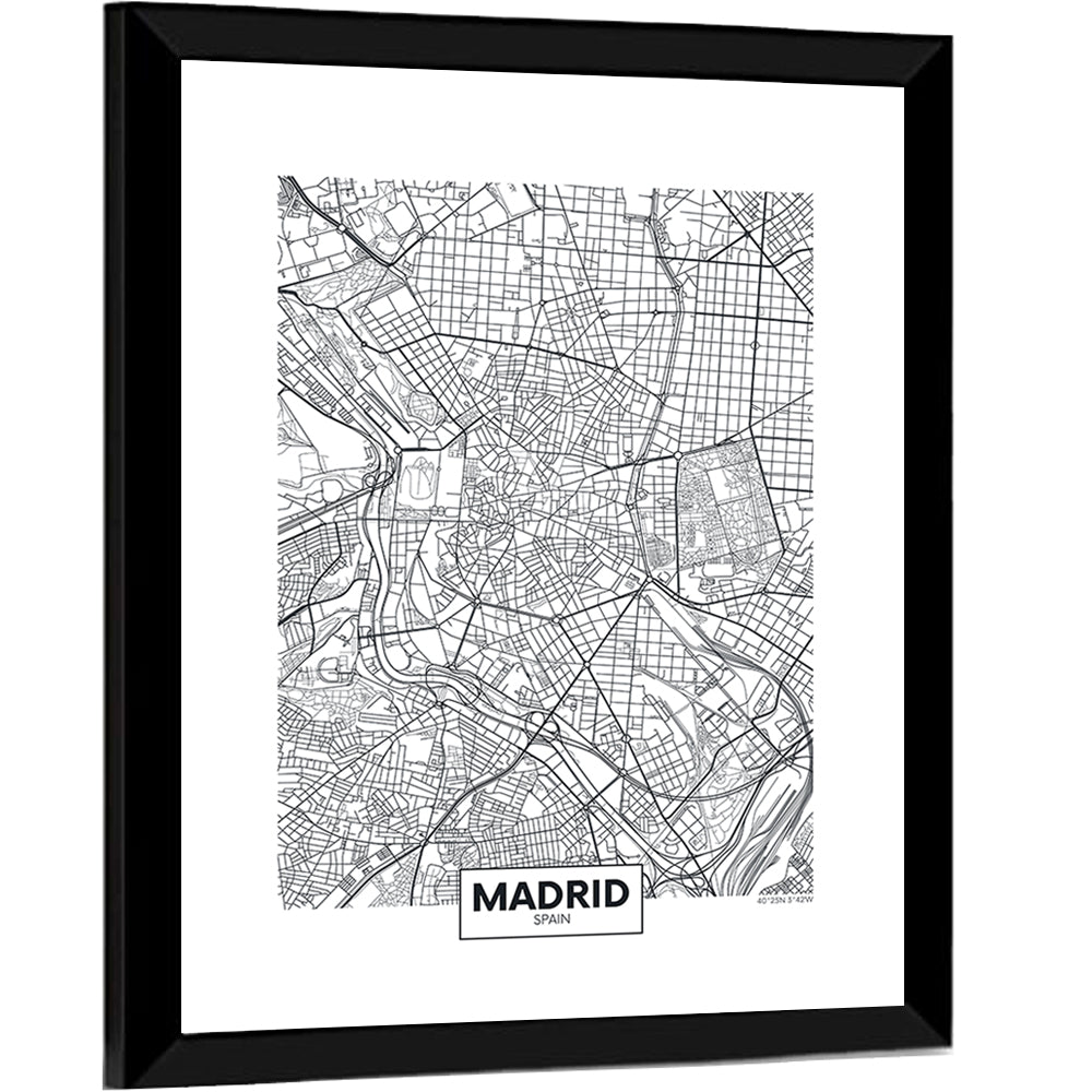 Madrid City Map Wall Art