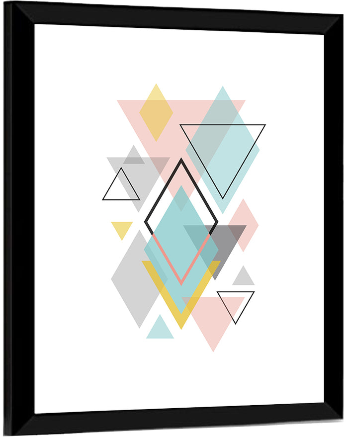 Scandinavian Geometric Pastel Composition Wall Art as a framed print