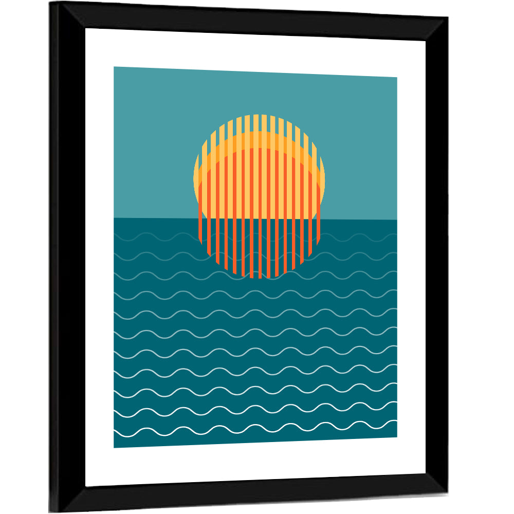 Geometric Ocean Sunset Wall Art