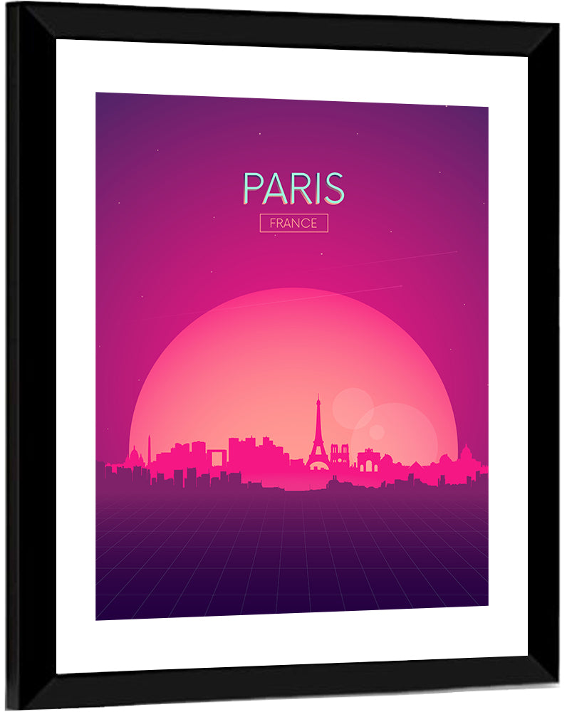 Paris Synthwave Skyline Wall Art