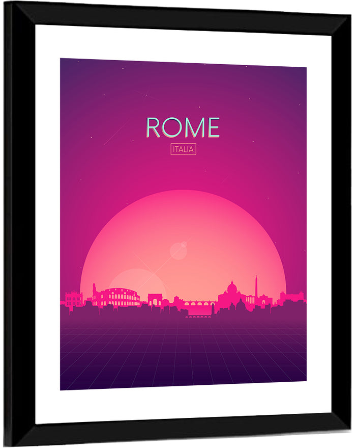 Rome Colosseum Skyline Wall Art as a framed print