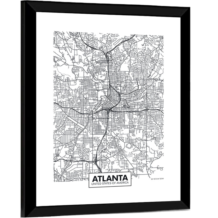 Atlanta City Map Wall Art as a framed print
