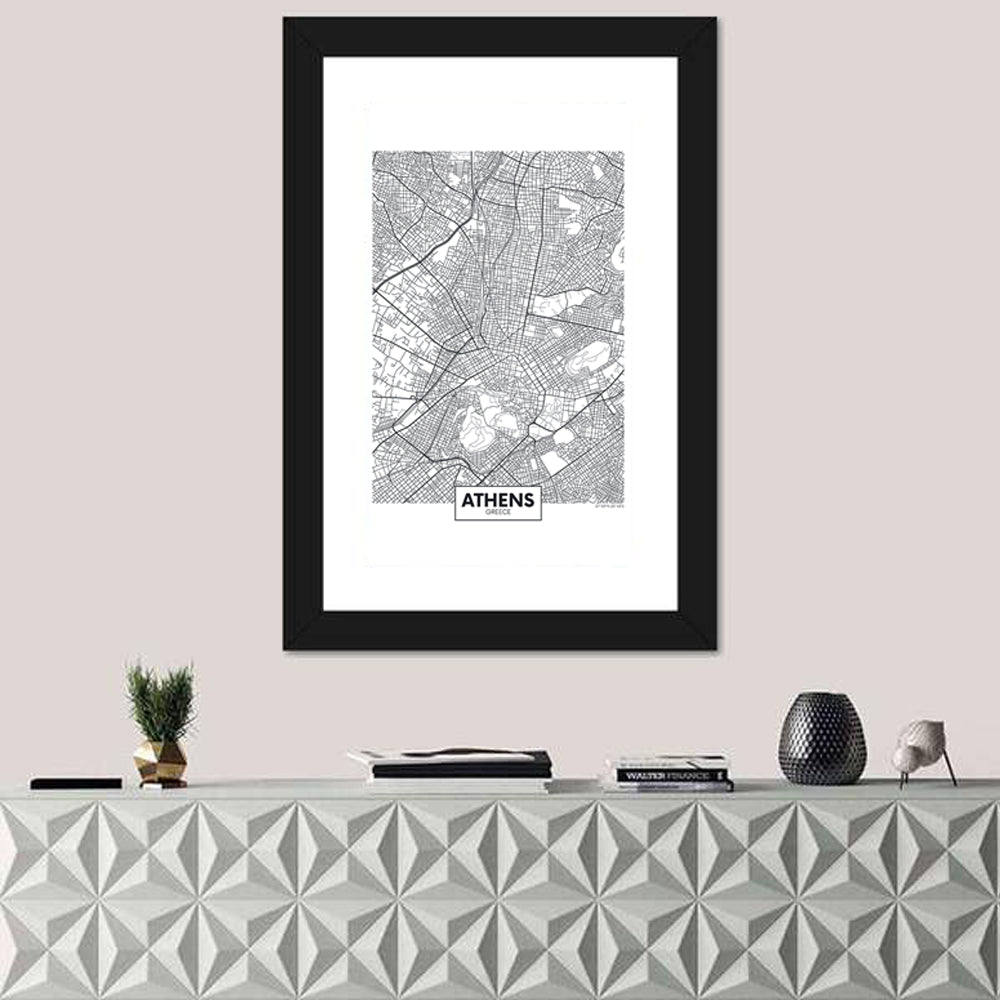 Athens City Map Wall Art