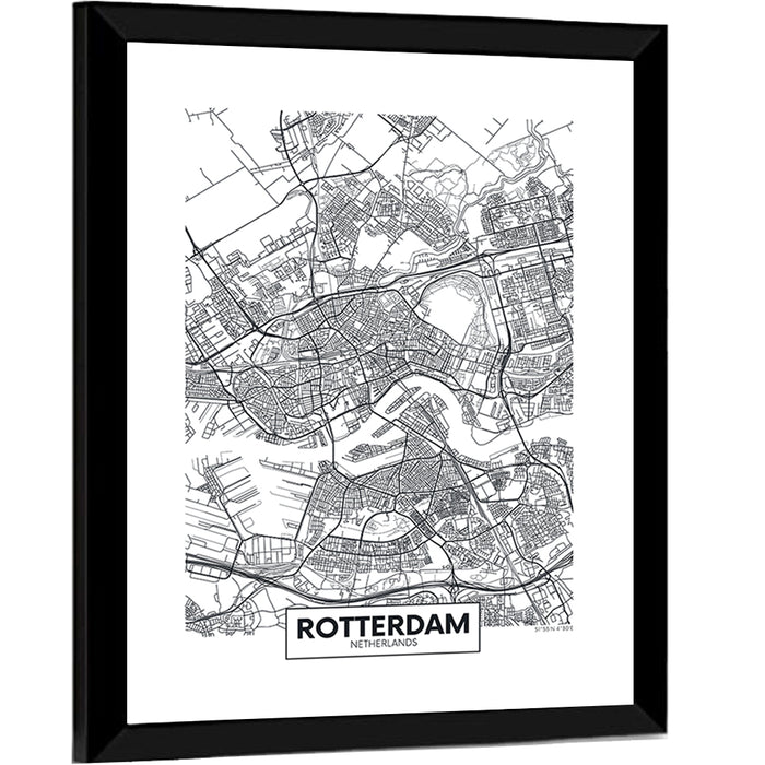 Rotterdam City Map Wall Art as a framed print
