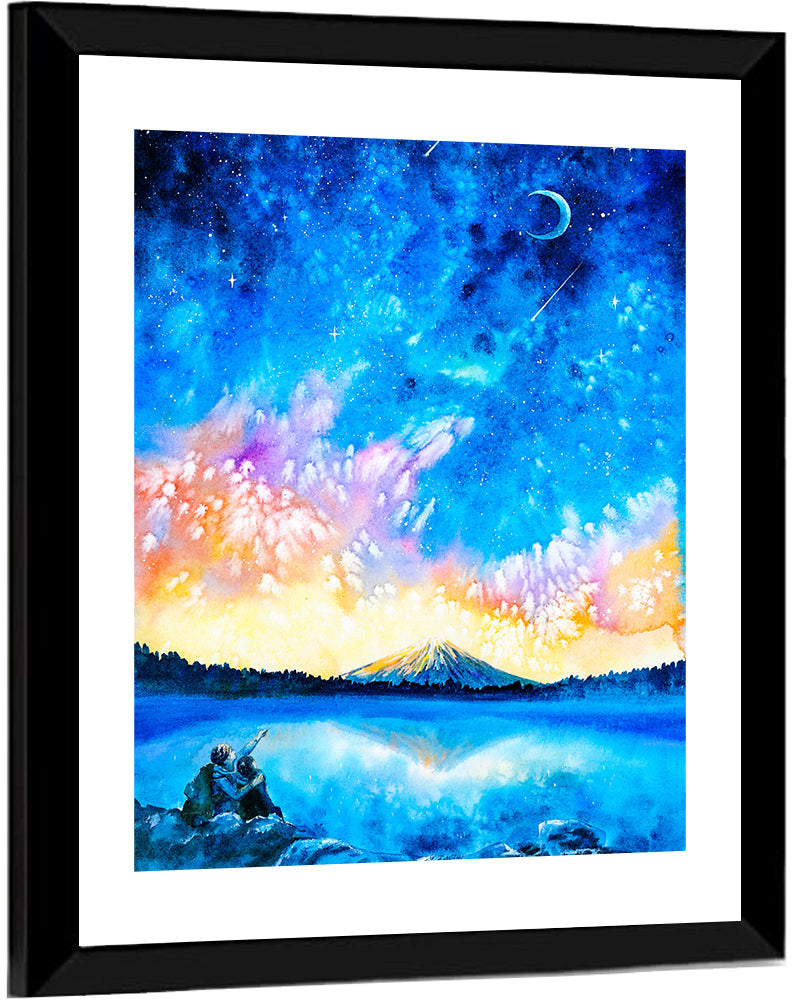 Starry Night Mountain Lake Wall Art
