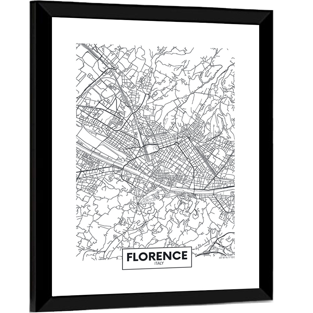 Florence Street Grid Map Wall Art