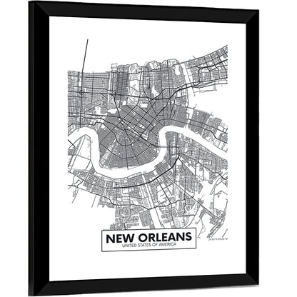 New Orleans Minimalist City Map Wall Art