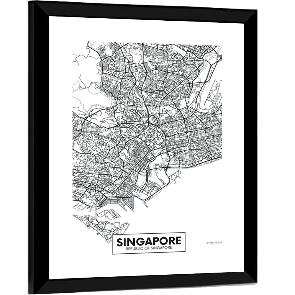 Singapore City Map Wall Art