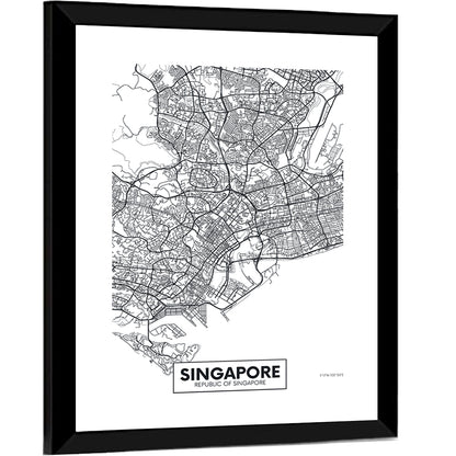Singapore City Map Wall Art