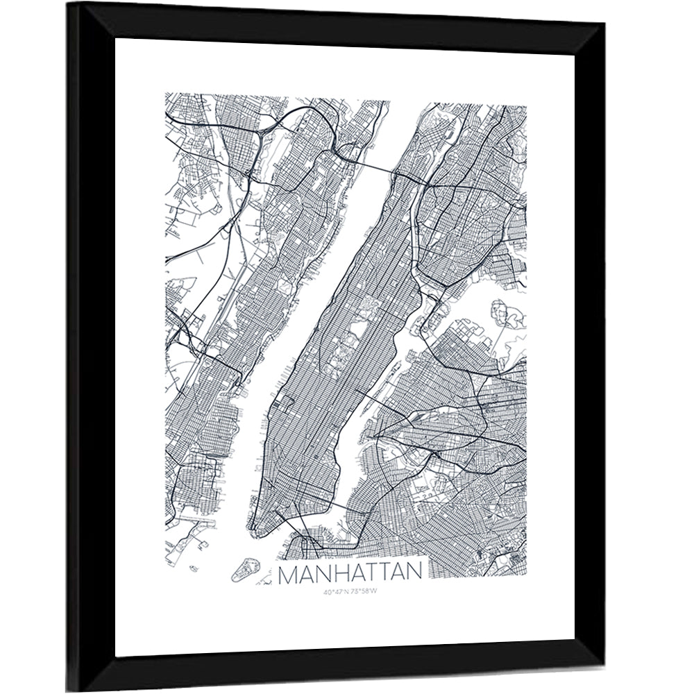 Manhattan Island Map Wall Art