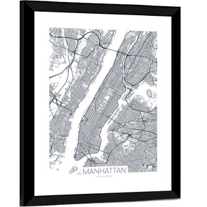 Manhattan City Map Wall Art