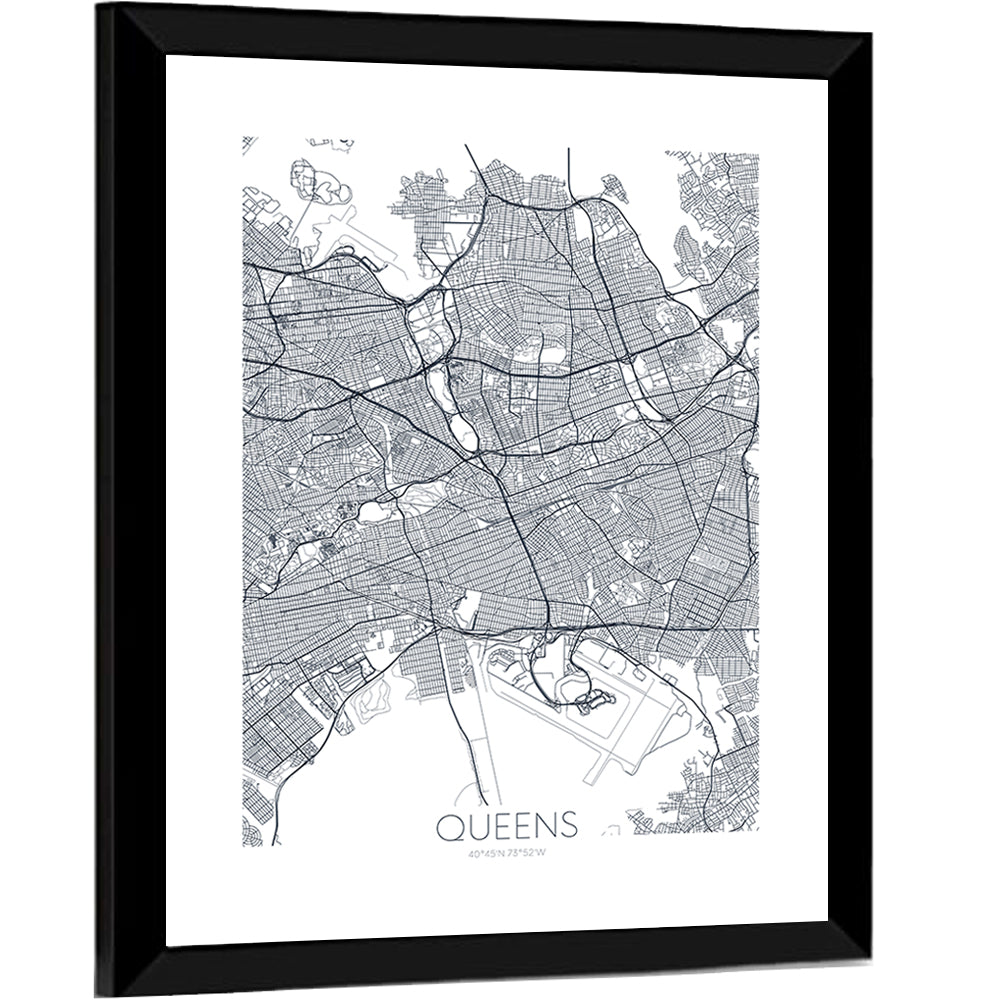 Queens Map with Jfk Airport Wall Art