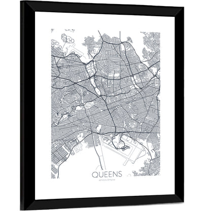 Queens Map with Jfk Airport Wall Art