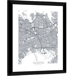 Queens New York City Map Wall Art