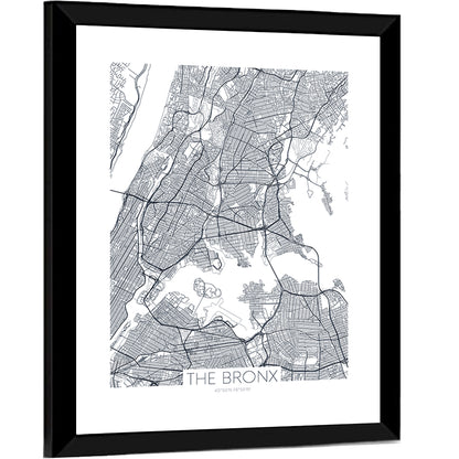 Bronx Black and White Map Wall Art