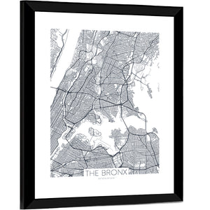 Bronx New York City Map Wall Art