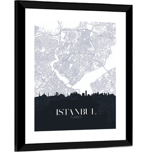 Istanbul City Map Wall Art