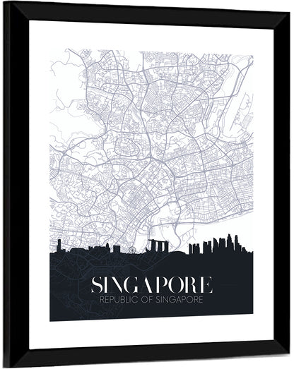 Singapore City Map Silhouette Wall Art