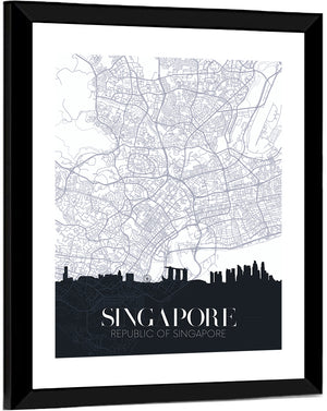 Singapore City Map Wall Art