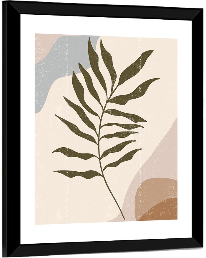 Minimalist Fern Leaf Study Wall Art as a framed print