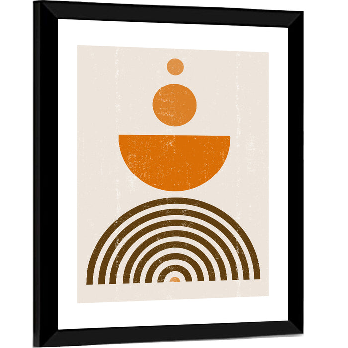 Stacked Orange Sun Wall Art as a framed print