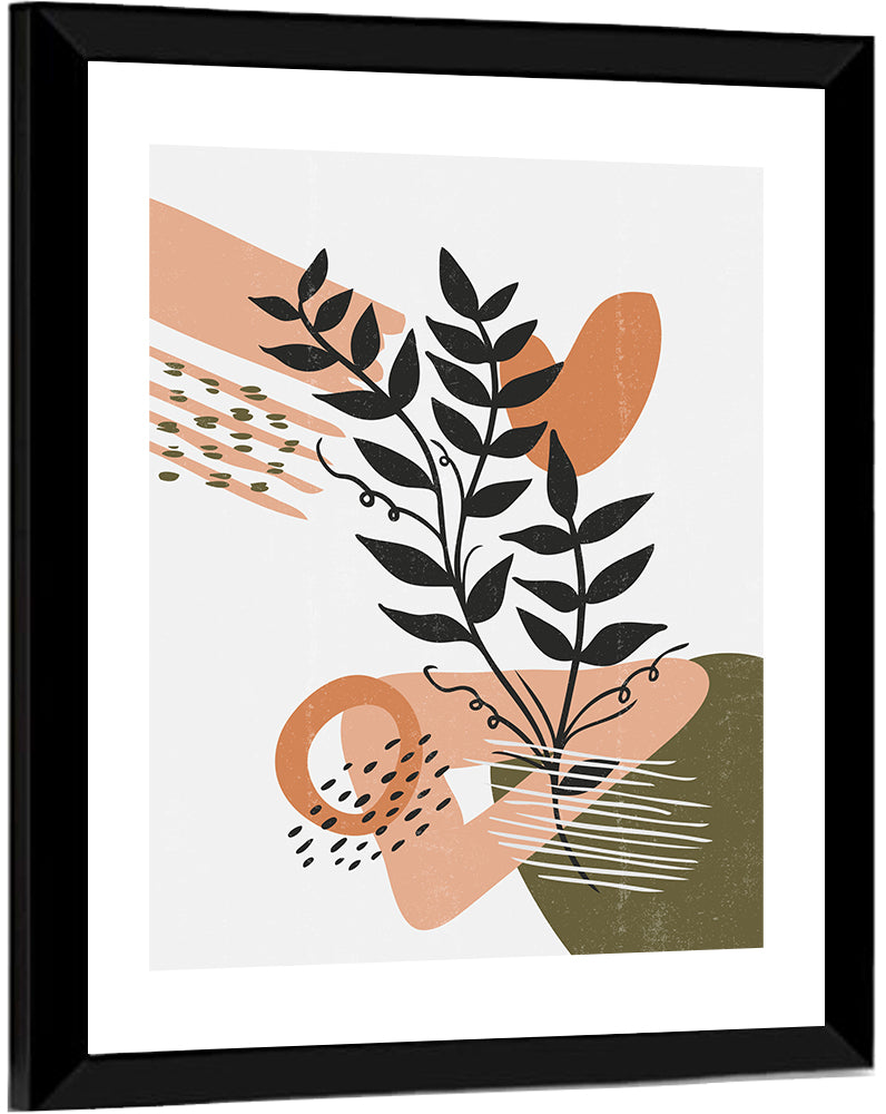 Olive Botanical Leaves Abstract Wall Art