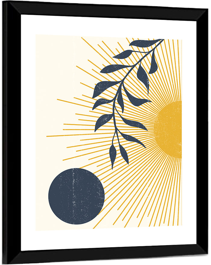Textured Sun and Moon Abstract Wall Art as a framed print
