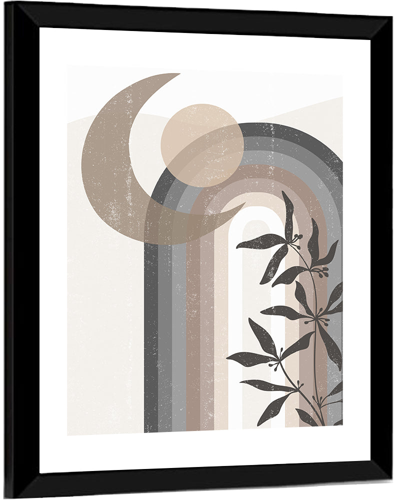 Crescent Moon Rainbow Abstract Wall Art