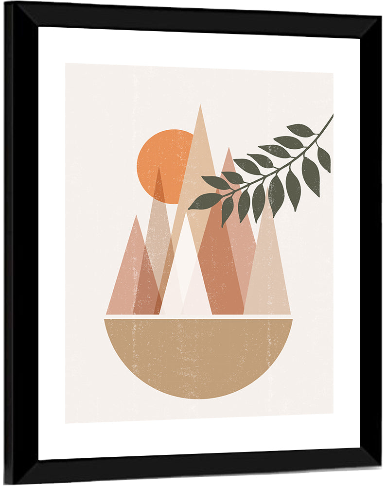 Geometric Mountain Sunset Wall Art