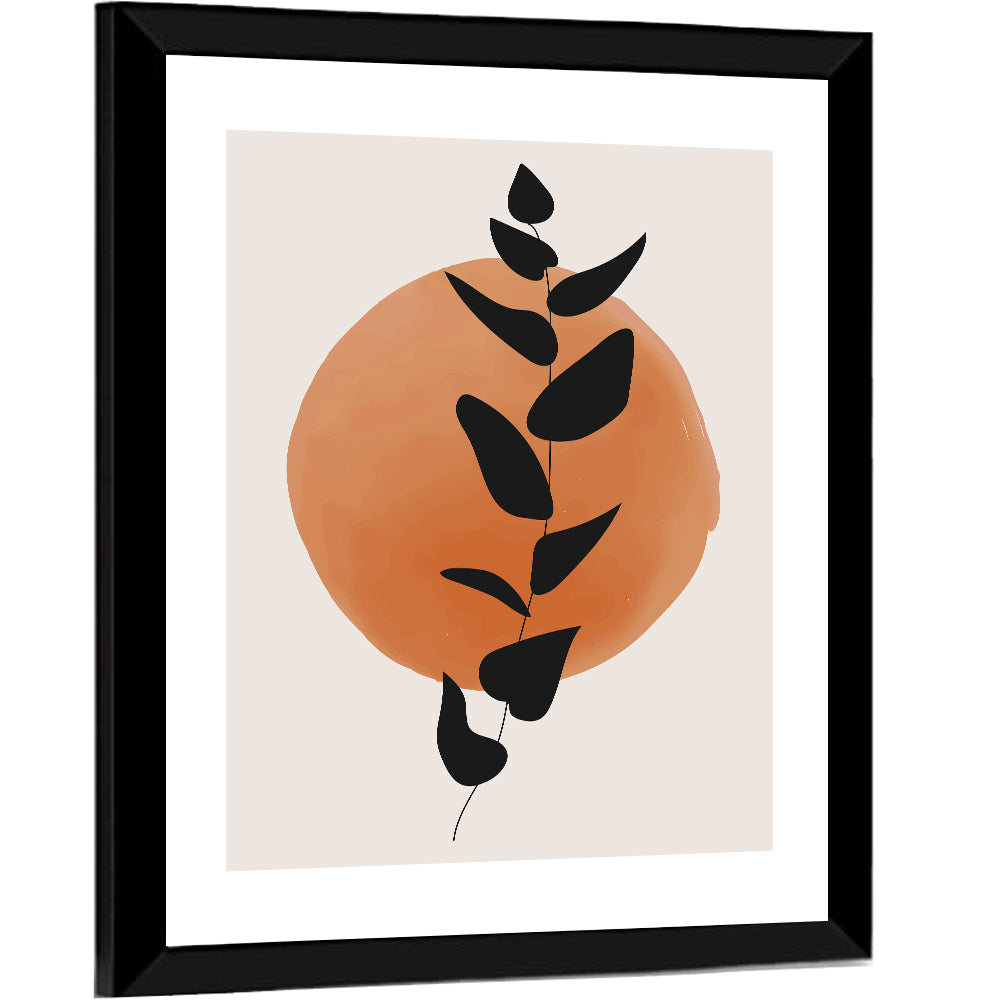 Leafy Branch with Terracotta Circle Wall Art