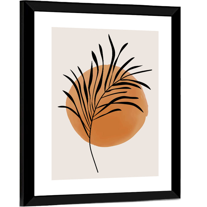 Long Palm Frond Minimalist Wall Art as a framed print